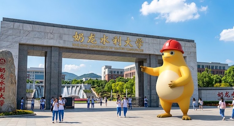 校门前的“奶龙”雕塑(资料图)